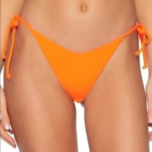 Becca Orange Demi Textured Tie Side Hipster Bikini Bottom Size Small